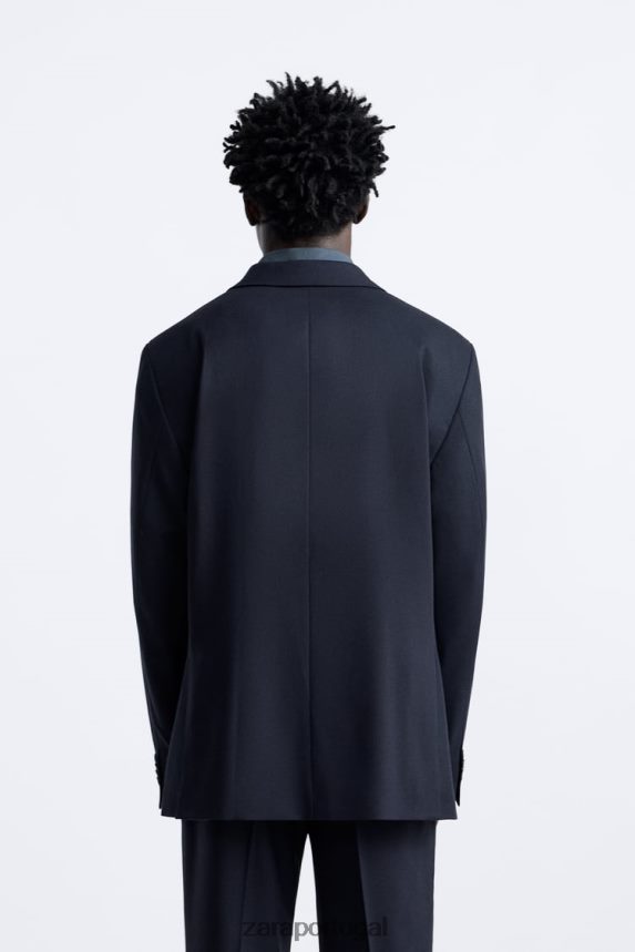 paletó texturizado homens Zara azul-marinho Z2080L1136 roupas