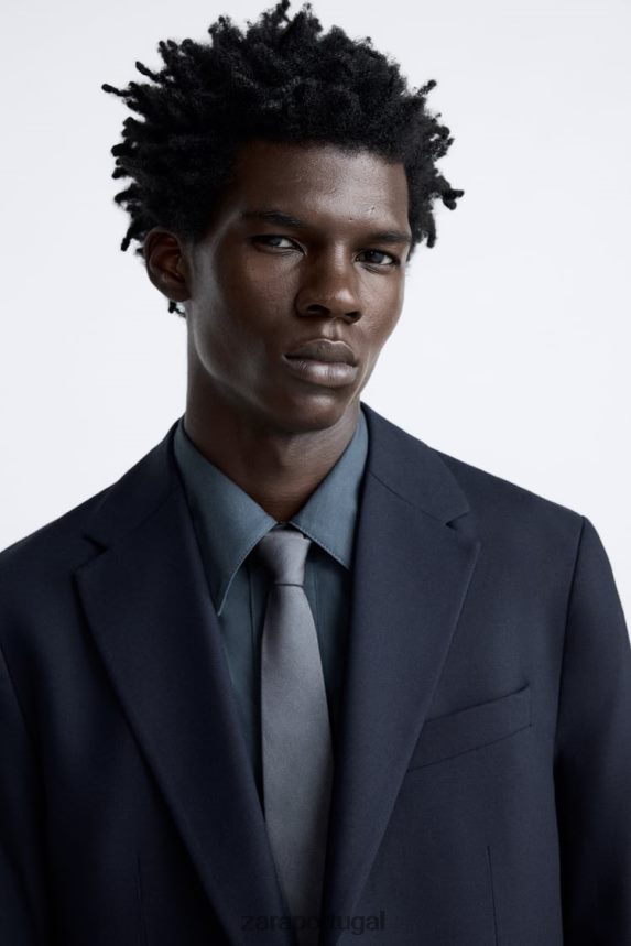 paletó texturizado homens Zara azul-marinho Z2080L1136 roupas