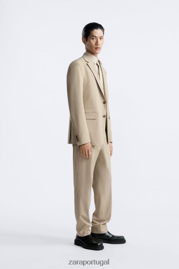 paletó texturizado homens Zara bronzeado leve Z2080L1141 roupas