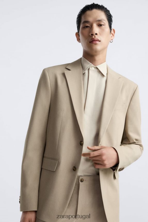 paletó texturizado homens Zara bronzeado leve Z2080L1141 roupas