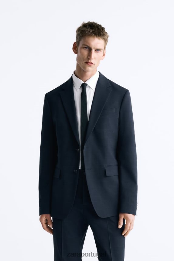 paletó xadrez homens Zara azul-marinho Z2080L1163 roupas