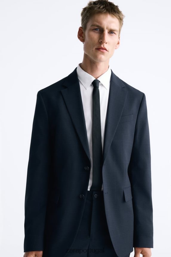 paletó xadrez homens Zara azul-marinho Z2080L1163 roupas