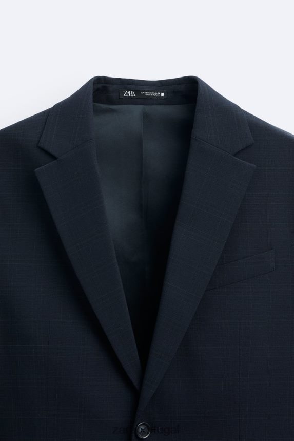 paletó xadrez homens Zara azul-marinho Z2080L1163 roupas
