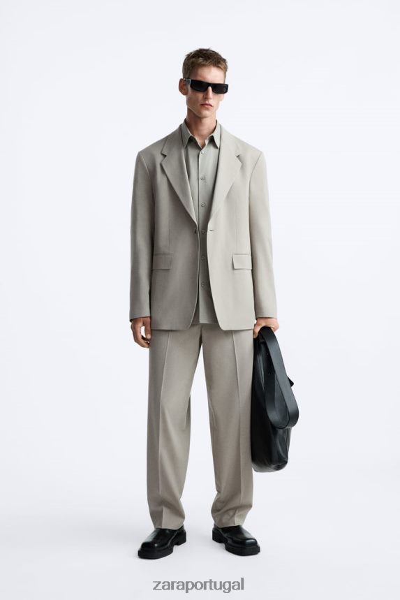 terno de ajuste relaxado homens Zara vison Z2080L1161 roupas