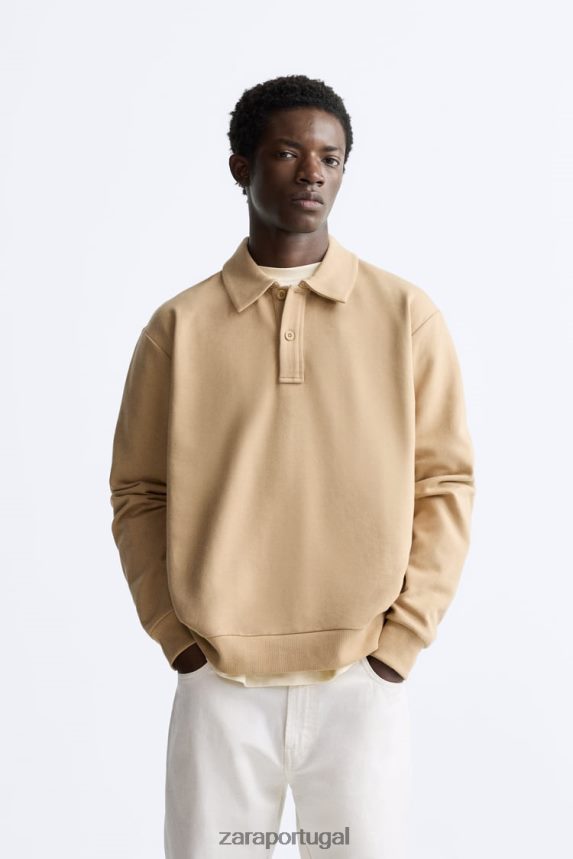moletom pólo homens Zara bronzeado leve Z2080L1232 roupas