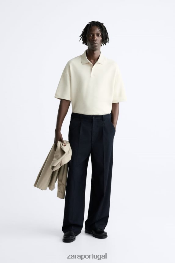 pólo texturizado homens Zara marrom acinzentado Z2080L1220 roupas