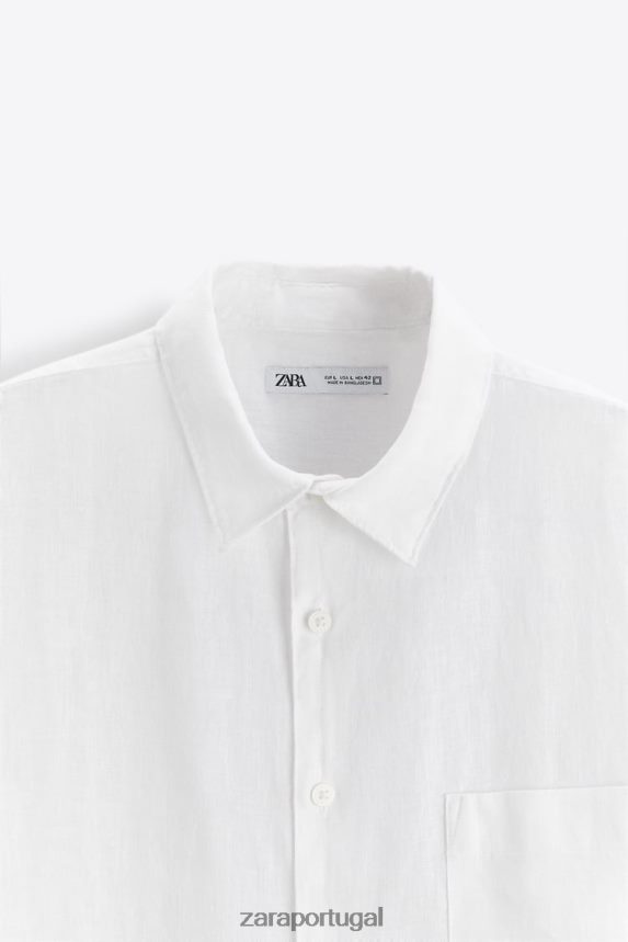 Camisa 100% linho homens Zara branco Z2080L1023 roupas
