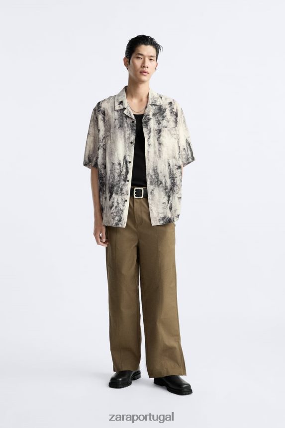 camisa com estampa abstrata homens Zara impresso Z2080L987 roupas