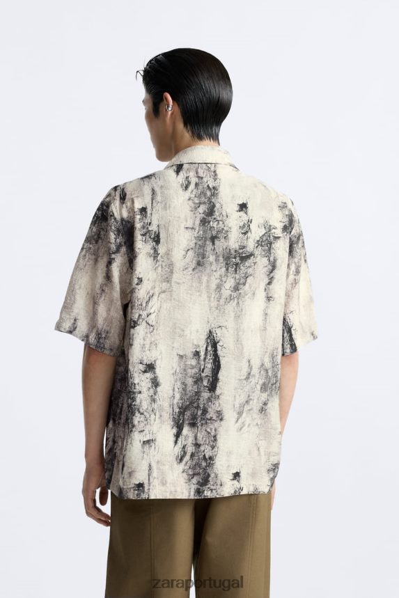 camisa com estampa abstrata homens Zara impresso Z2080L987 roupas