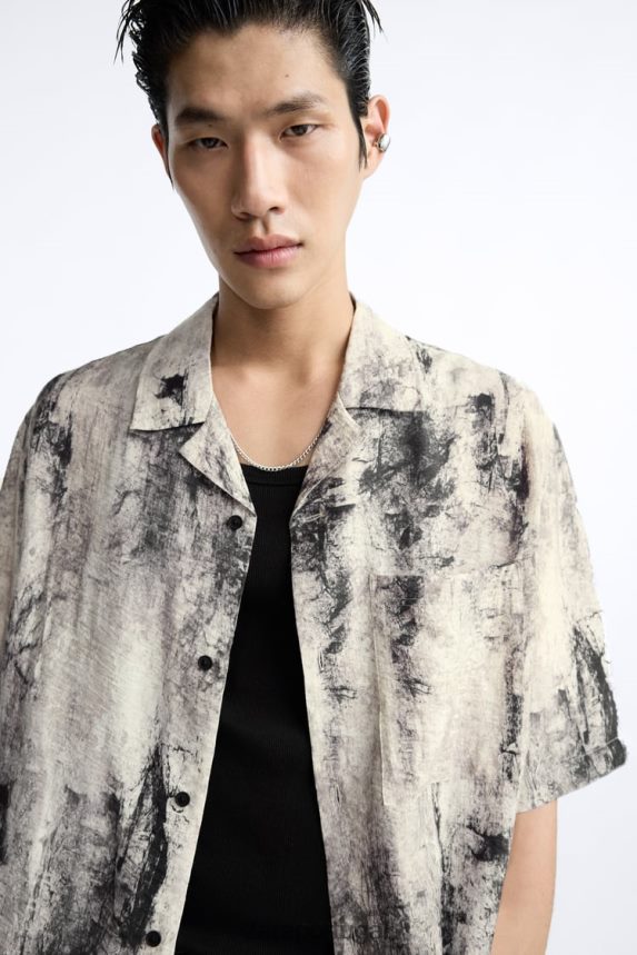 camisa com estampa abstrata homens Zara impresso Z2080L987 roupas