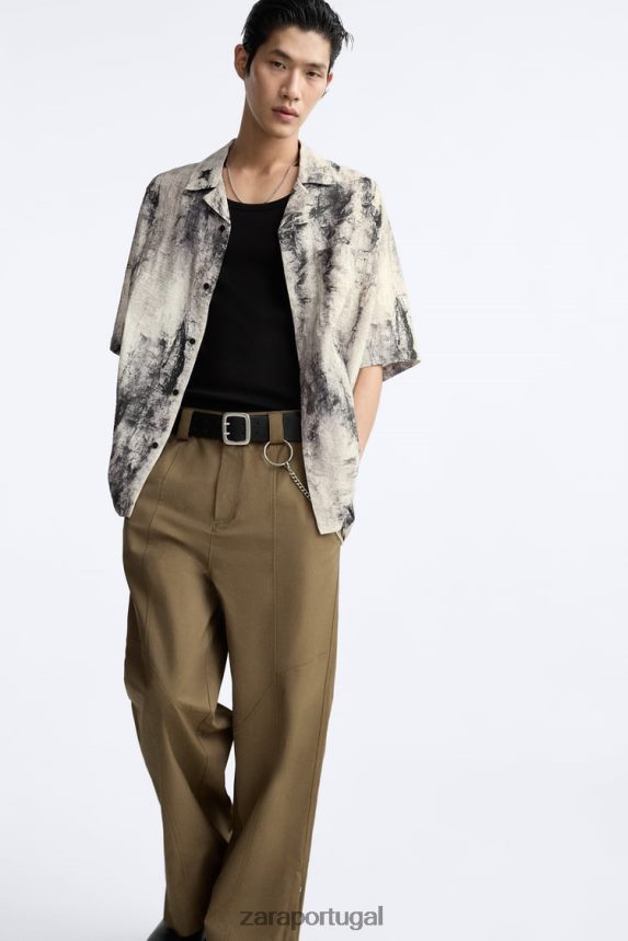 camisa com estampa abstrata homens Zara impresso Z2080L987 roupas