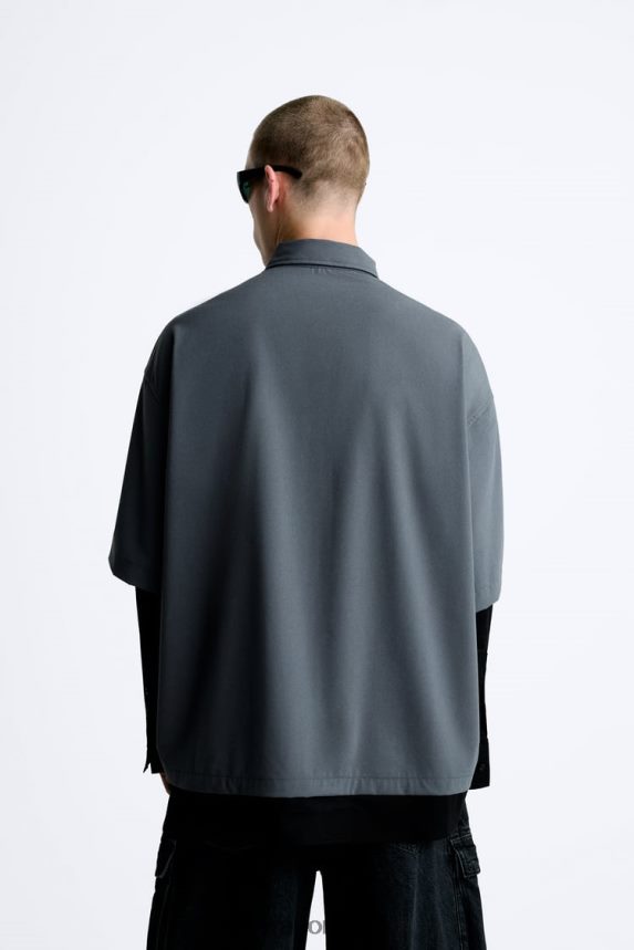 camisa de manga em camadas homens Zara cinza antracite Z2080L974 roupas