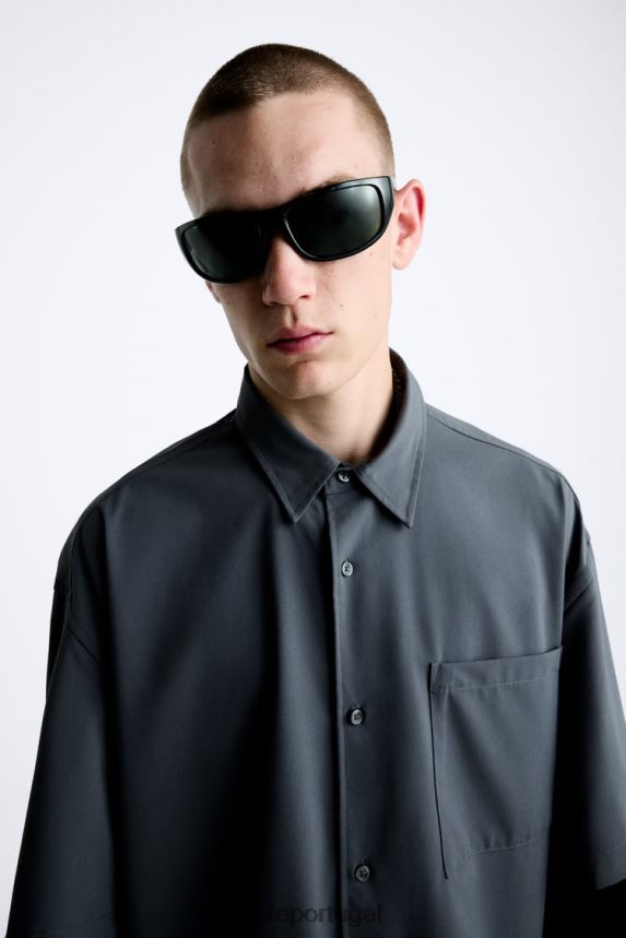 camisa de manga em camadas homens Zara cinza antracite Z2080L974 roupas