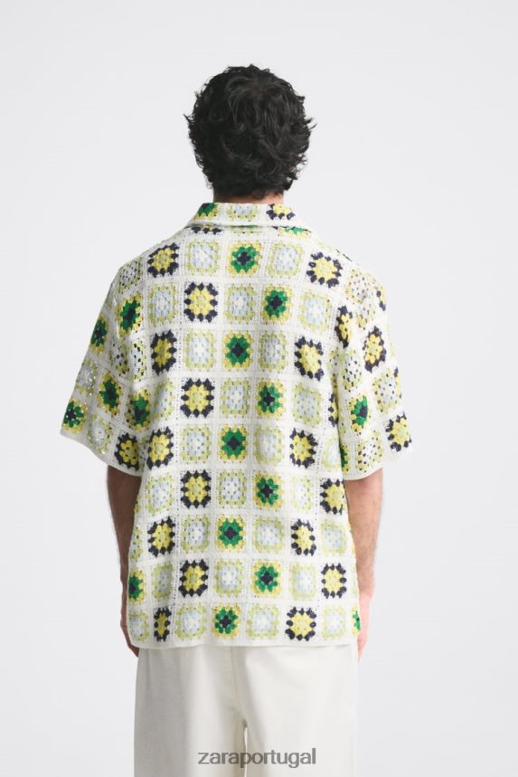 camisa de retalhos de crochê homens Zara multicolorido Z2080L1007 roupas