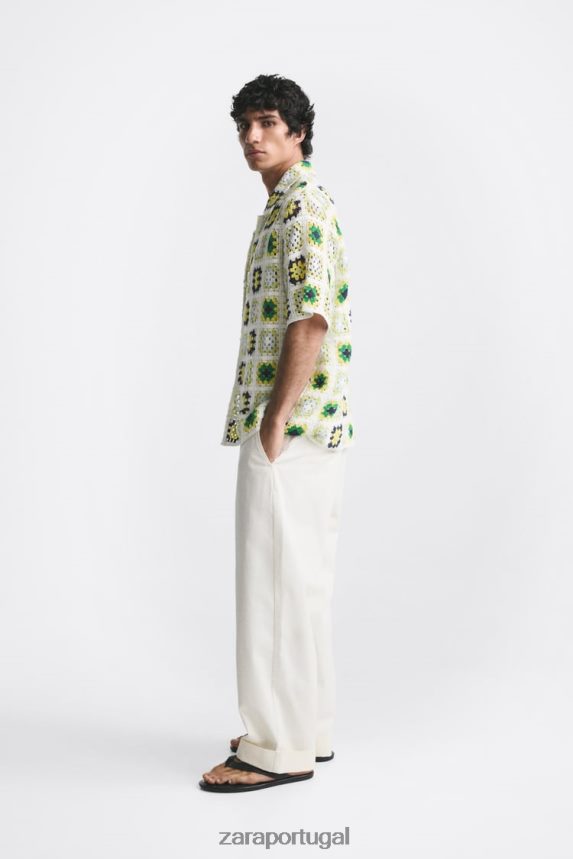 camisa de retalhos de crochê homens Zara multicolorido Z2080L1007 roupas