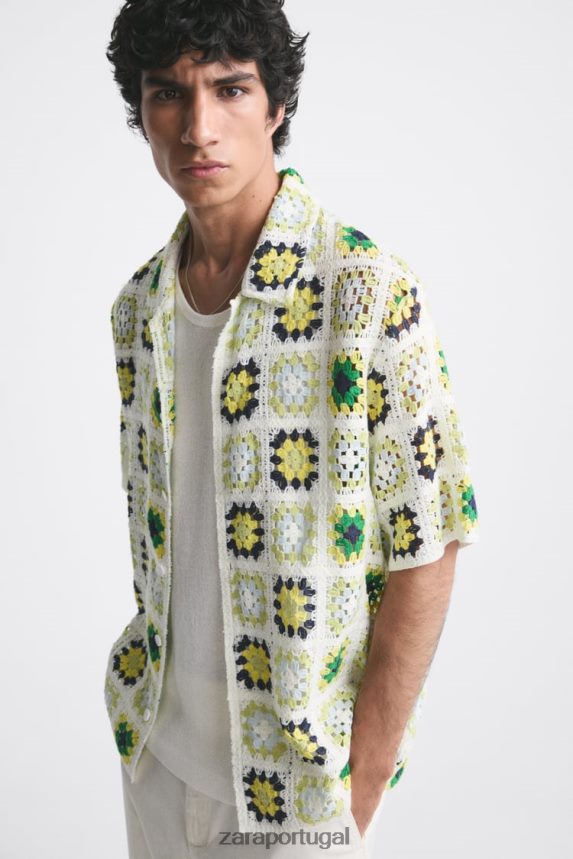 camisa de retalhos de crochê homens Zara multicolorido Z2080L1007 roupas