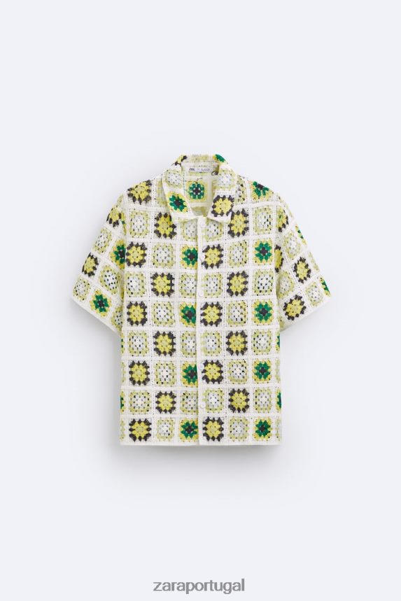 camisa de retalhos de crochê homens Zara multicolorido Z2080L1007 roupas
