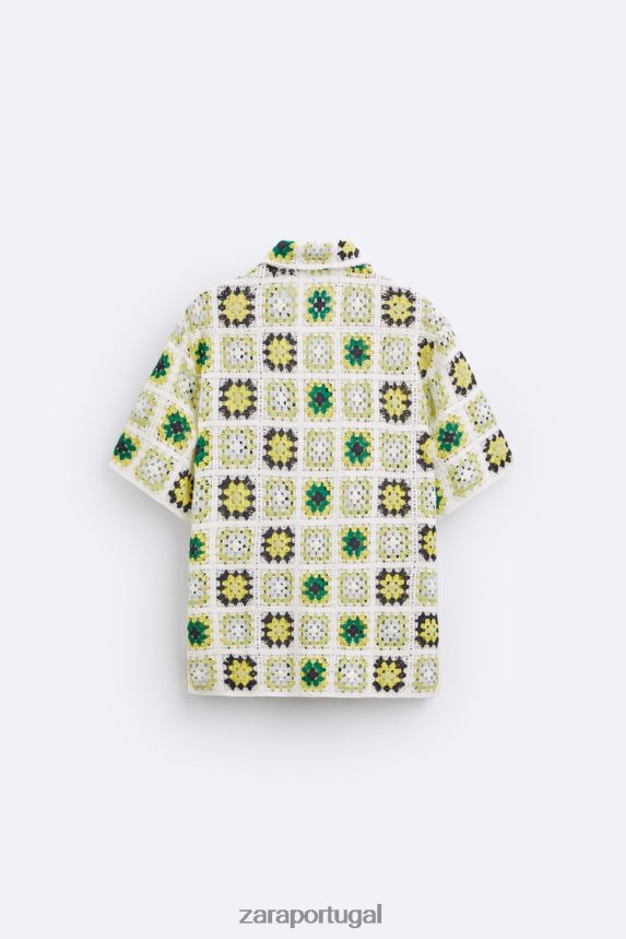camisa de retalhos de crochê homens Zara multicolorido Z2080L1007 roupas