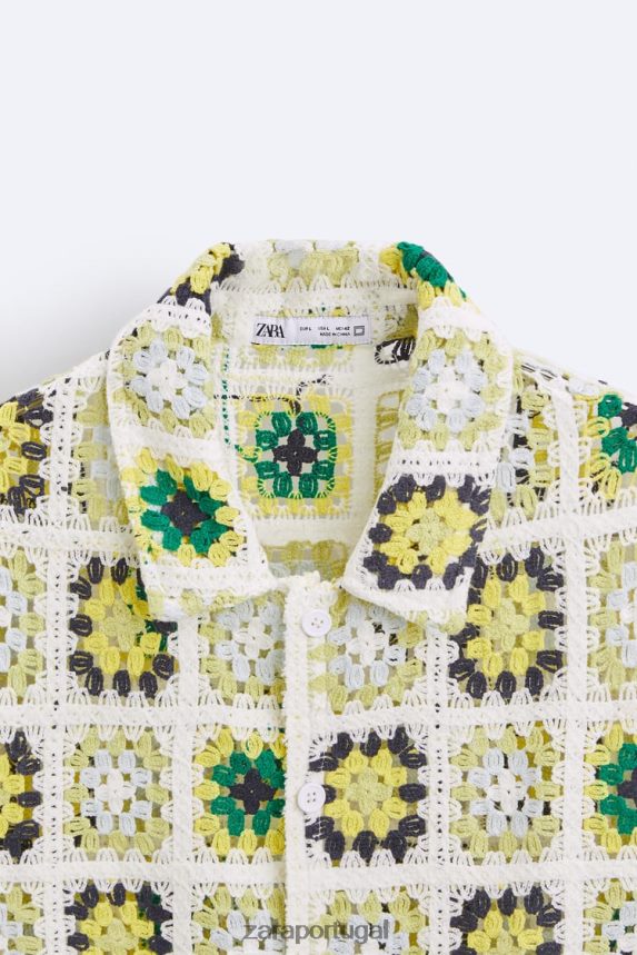 camisa de retalhos de crochê homens Zara multicolorido Z2080L1007 roupas