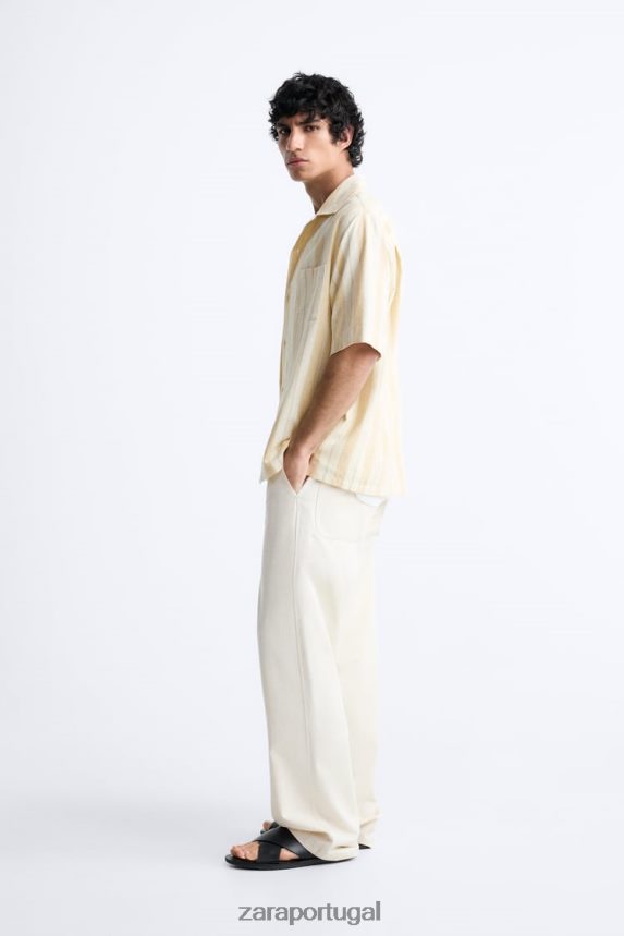 camisa jacquard listrada homens Zara amarelo Z2080L993 roupas