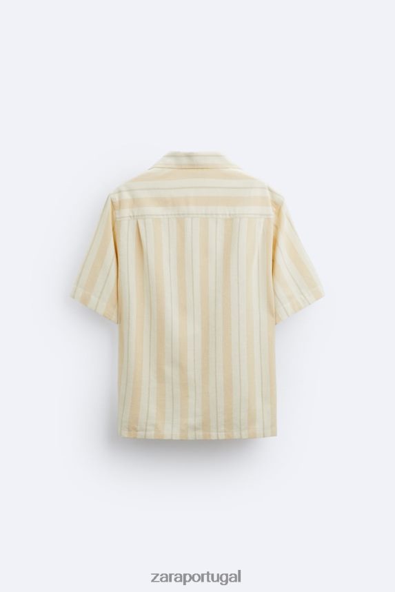 camisa jacquard listrada homens Zara amarelo Z2080L993 roupas