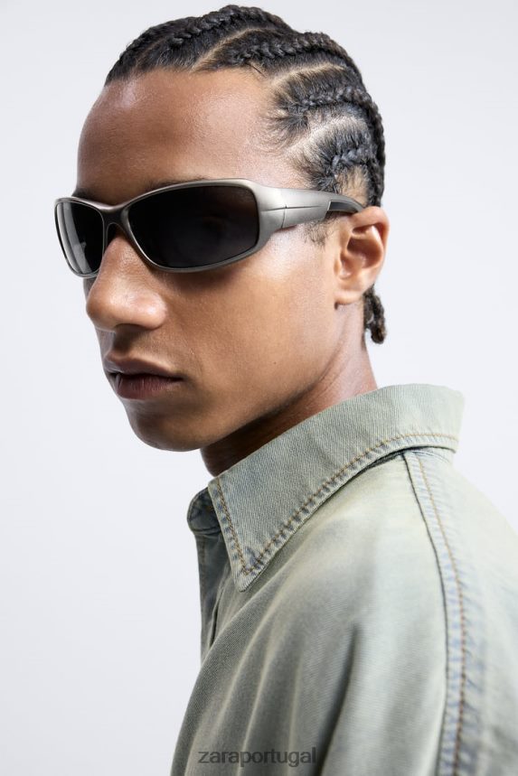 camisa jeans folgada homens Zara tinta azul Z2080L982 roupas