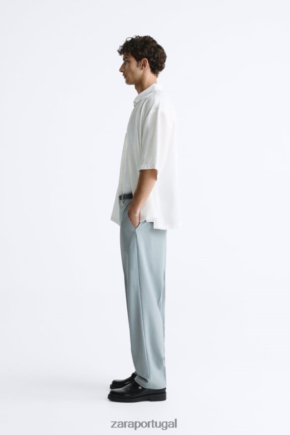 camisa mistura modal homens Zara ostra branca Z2080L1002 roupas