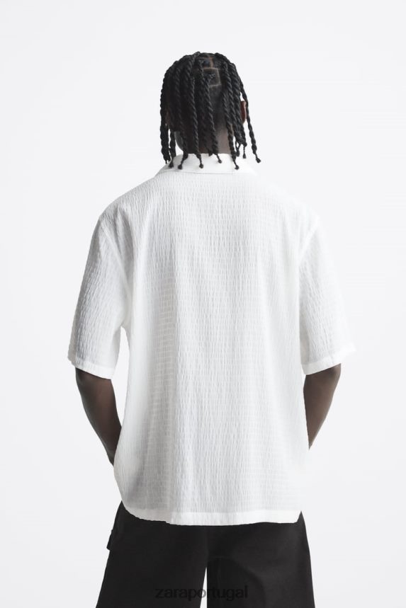 camisa texturizada homens Zara branco Z2080L1016 roupas