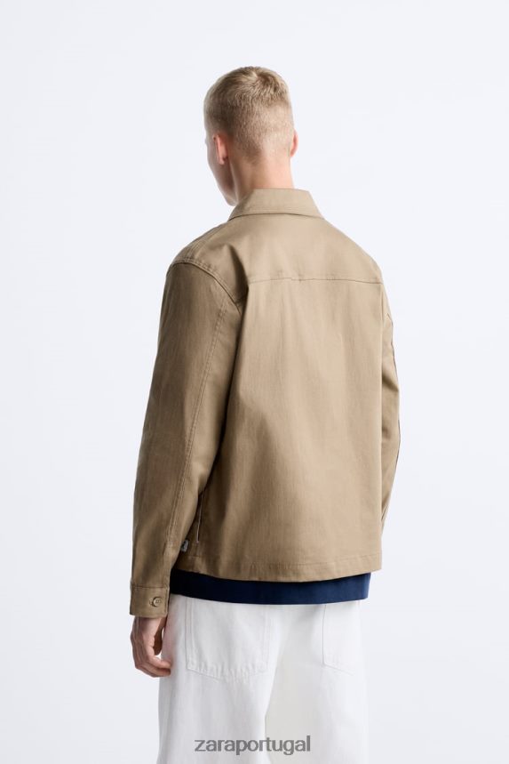 camiseta de bolso homens Zara areia Z2080L1179 roupas