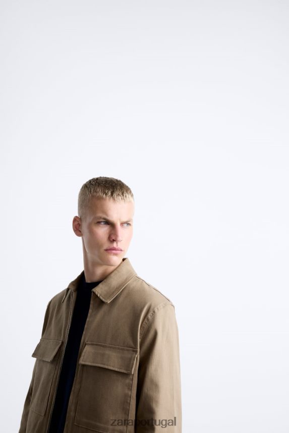 camiseta de bolso homens Zara areia Z2080L1179 roupas