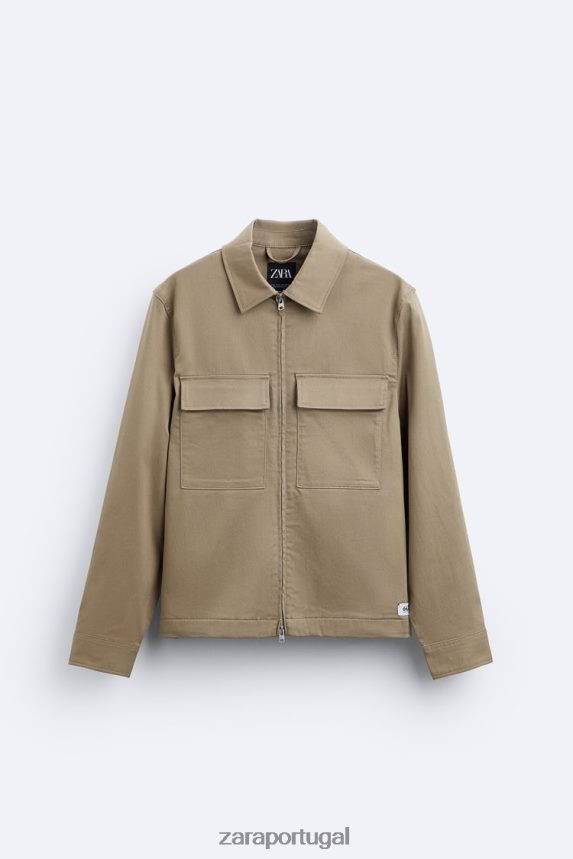 camiseta de bolso homens Zara areia Z2080L1179 roupas