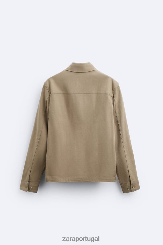 camiseta de bolso homens Zara areia Z2080L1179 roupas