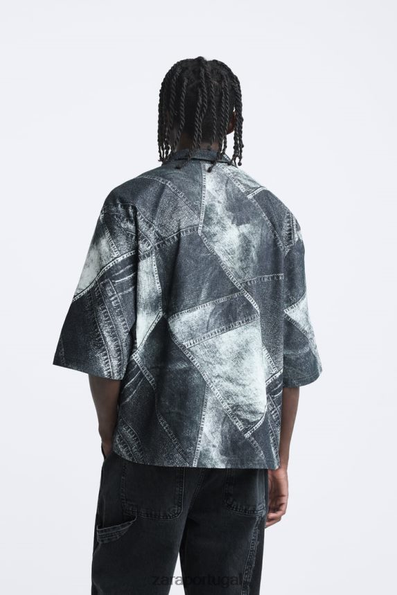 camiseta jeans homens Zara impresso Z2080L1170 roupas