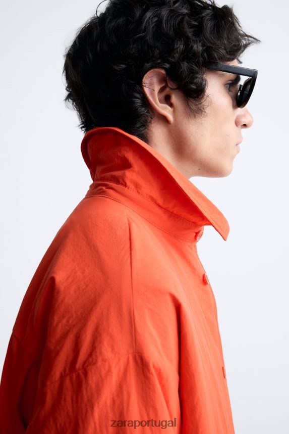 camiseta técnica acolchoada homens Zara laranja néon Z2080L1178 roupas