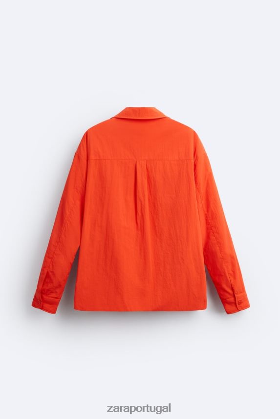 camiseta técnica acolchoada homens Zara laranja néon Z2080L1178 roupas