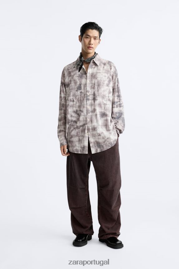 camiseta xadrez tie dye homens Zara vários Z2080L1191 roupas