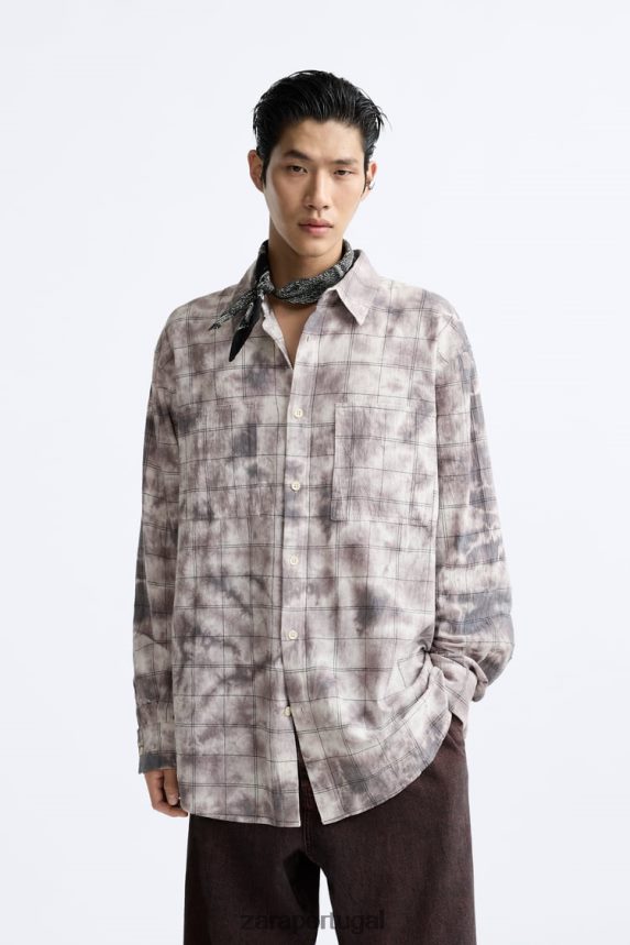 camiseta xadrez tie dye homens Zara vários Z2080L1191 roupas