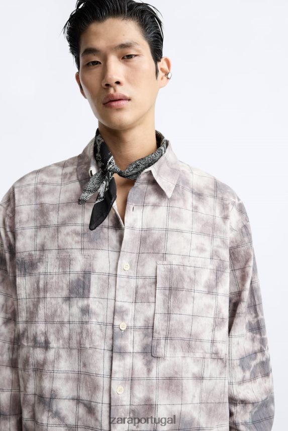 camiseta xadrez tie dye homens Zara vários Z2080L1191 roupas