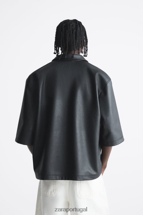 top cropped em couro fake homens Zara preto Z2080L1017 roupas