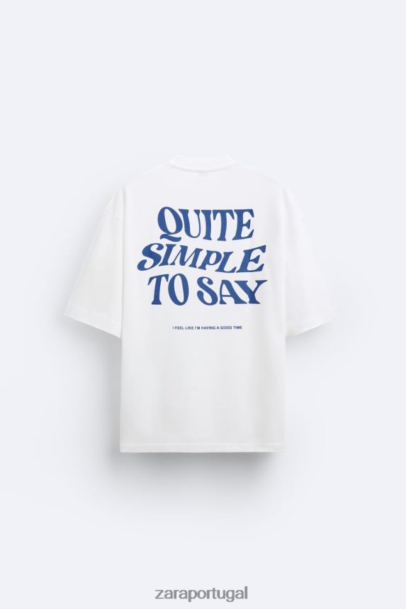 camiseta com texto misto homens Zara branco Z2080L1215 roupas