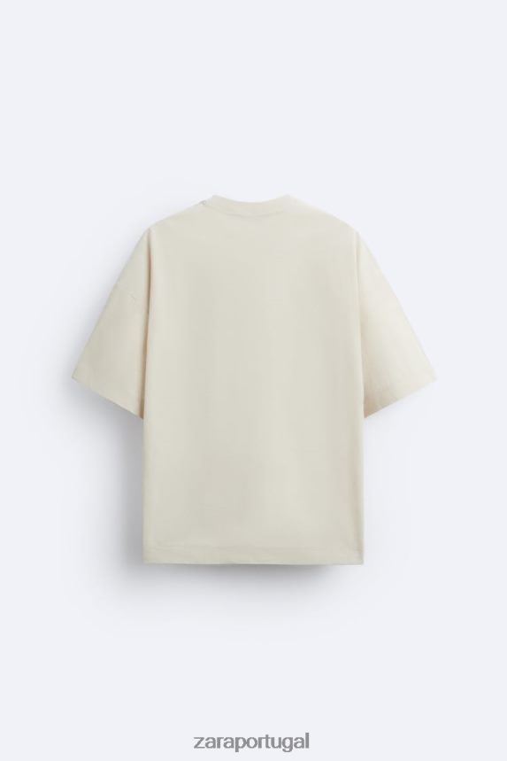 camiseta técnica com bolso homens Zara bege Z2080L1194 roupas