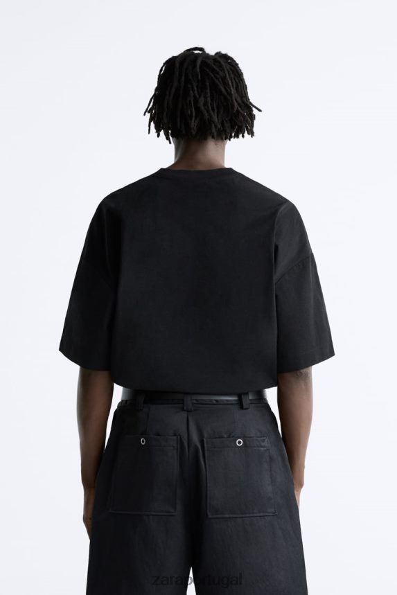 camiseta técnica homens Zara preto Z2080L1200 roupas