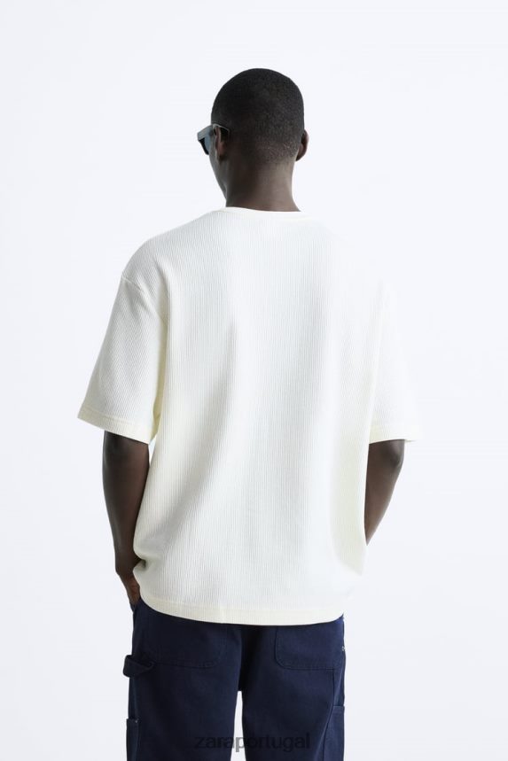 camiseta texturizada homens Zara cru Z2080L1212 roupas