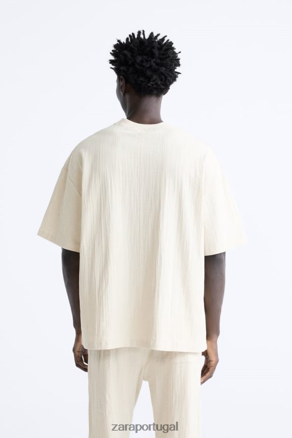 camiseta texturizada homens Zara marrom acinzentado Z2080L1201 roupas