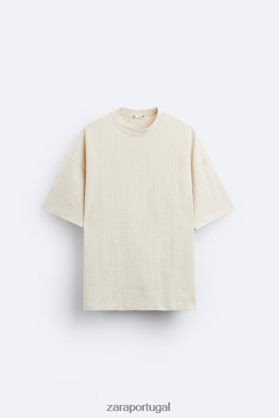 camiseta texturizada homens Zara marrom acinzentado Z2080L1201 roupas