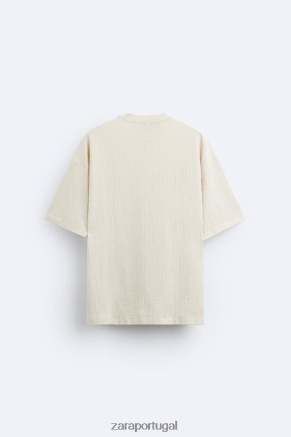 camiseta texturizada homens Zara marrom acinzentado Z2080L1201 roupas
