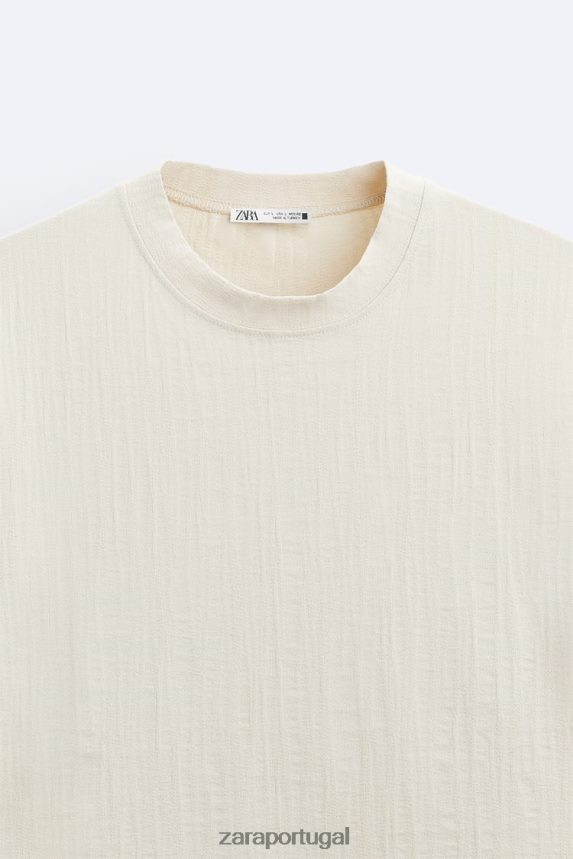 camiseta texturizada homens Zara marrom acinzentado Z2080L1201 roupas