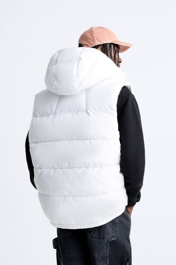 colete com capuz homens Zara branco Z2080L1112 roupas