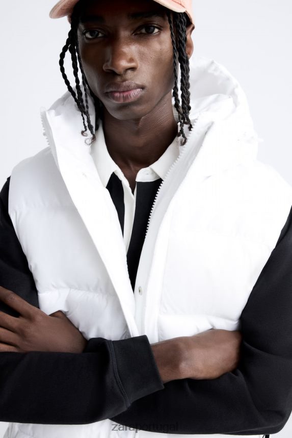 colete com capuz homens Zara branco Z2080L1112 roupas