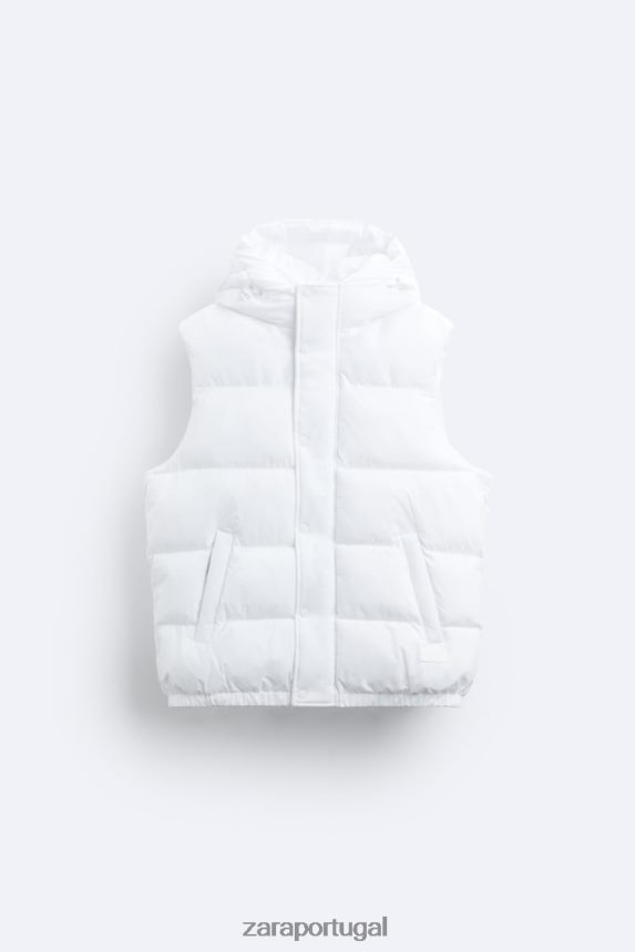 colete com capuz homens Zara branco Z2080L1112 roupas
